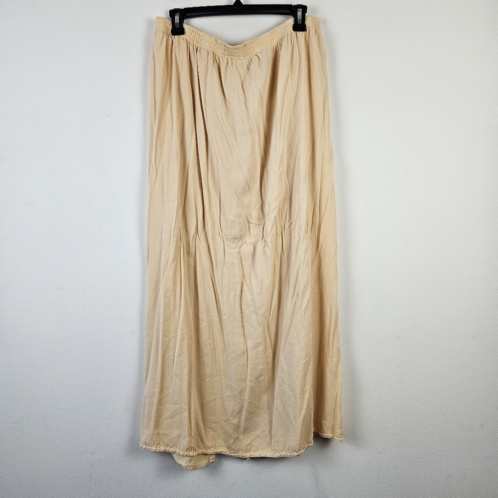 Tianello Pre-Shrunk Tencel Maxi Skirt Canary Yellow Size Xl Modest Lagenlook